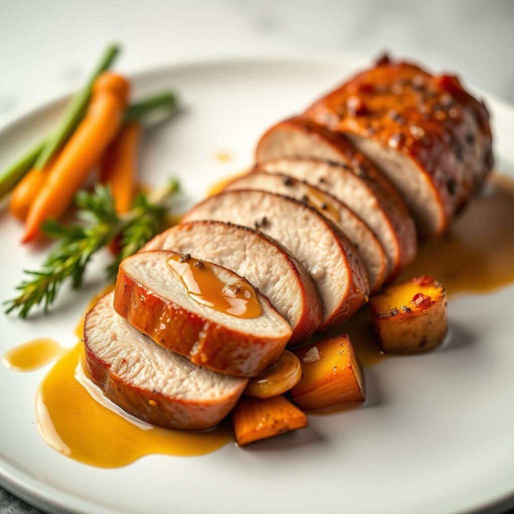 Honey Mustard Glazed Pork Tenderloin with Roasted Root Vegetables Honey Mustard Glazed Pork Tenderloin with Roasted Root Vegetables