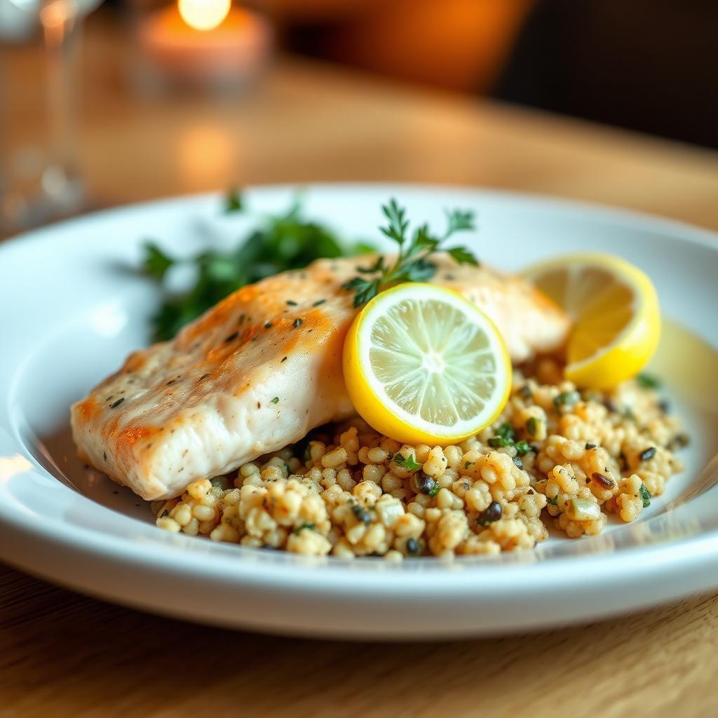 Lemon Garlic Butter Salmon with Herbed Quinoa Lemon Garlic Butter Salmon with Herbed Quinoa