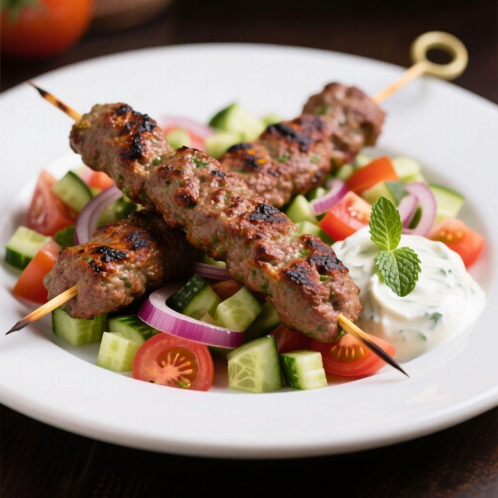 Lebanese-Spiced Lamb Kofta with Shirazi Salad Lebanese-Spiced Lamb Kofta with Shirazi Salad