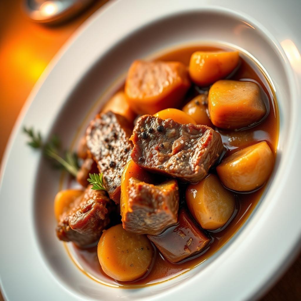 Slow-Cooked Beef & Root Vegetable Stew Slow-Cooked Beef & Root Vegetable Stew