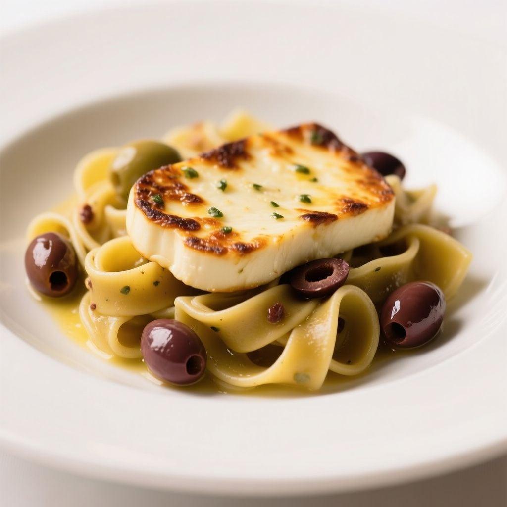 Crispy Halloumi & Olive Pappardelle with Lemon-Caper Brown Butter Crispy Halloumi & Olive Pappardelle with Lemon-Caper Brown Butter