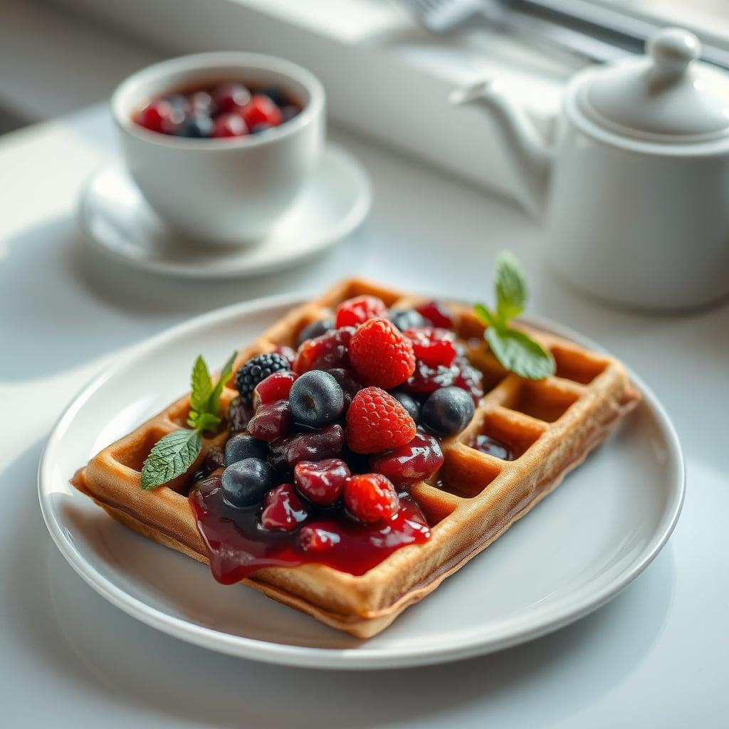 Whole Grain Waffles with Berry Compote Whole Grain Waffles with Berry Compote