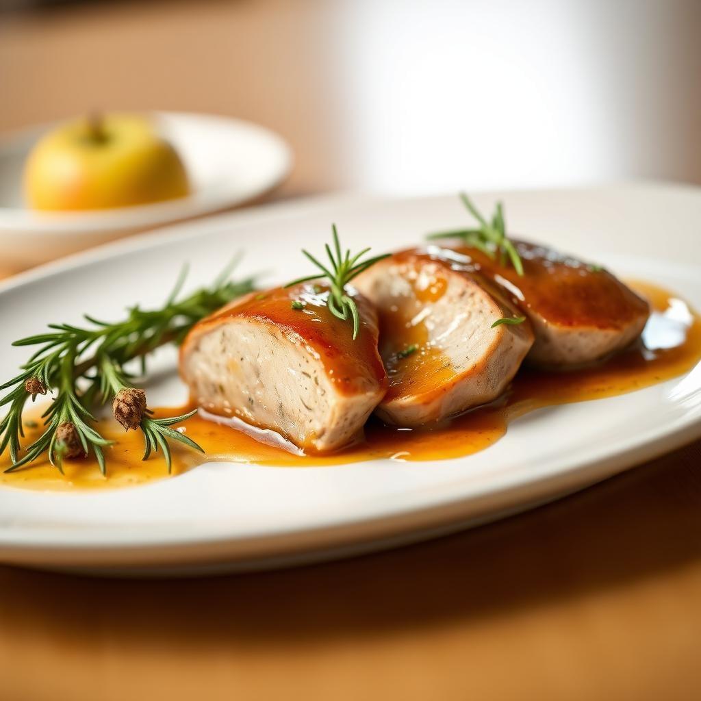 Herb-Roasted Pork Medallions with Caramelized Apple Sauce Herb-Roasted Pork Medallions with Caramelized Apple Sauce