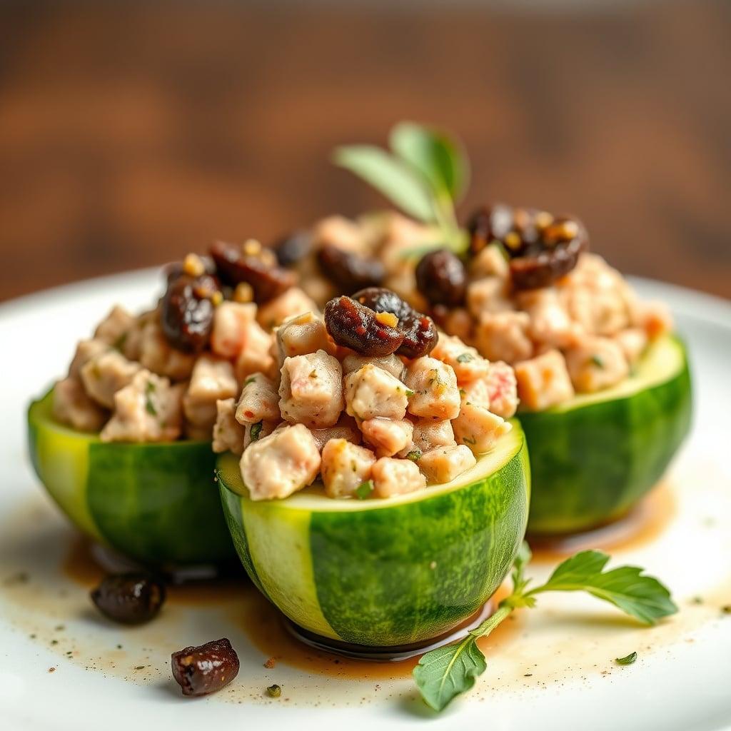 Mediterranean Tuna-Stuffed Cucumber Boats with Olive Tapenade Mediterranean Tuna-Stuffed Cucumber Boats with Olive Tapenade