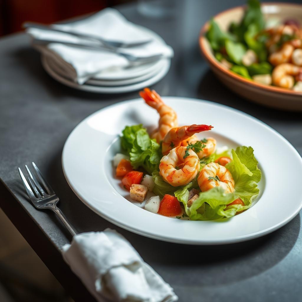 Greek-Style Lettuce Salad with Herb Marinated Shrimp Greek-Style Lettuce Salad with Herb Marinated Shrimp
