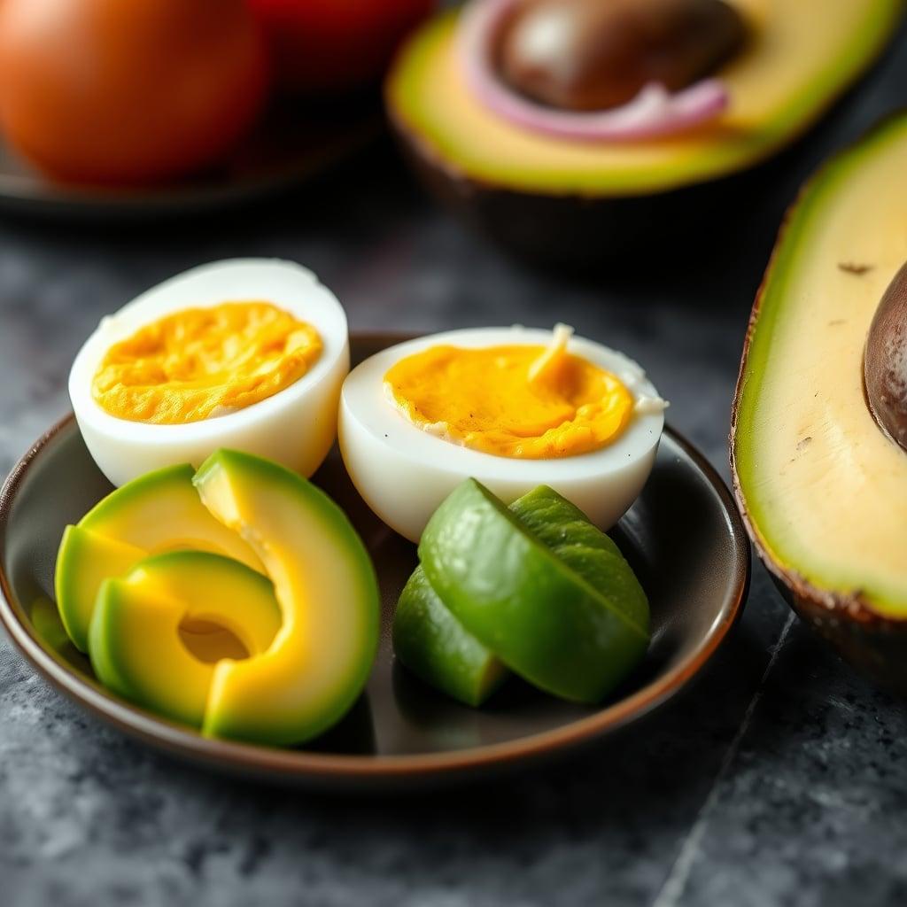 Batch-Prepped Hard-Boiled Eggs with Sliced Avocado Batch-Prepped Hard-Boiled Eggs with Sliced Avocado