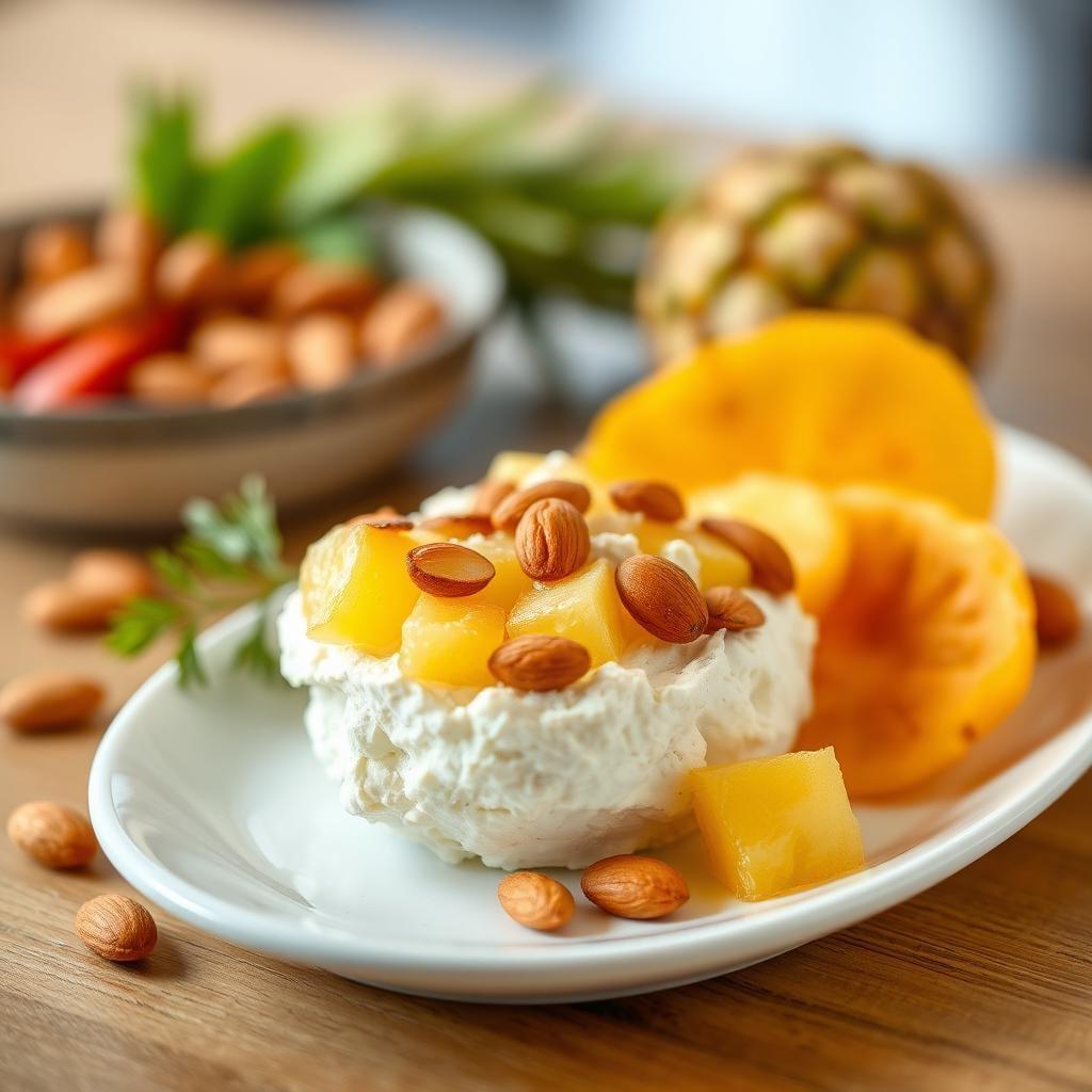 Cottage Cheese with Pineapple & Almonds Cottage Cheese with Pineapple & Almonds