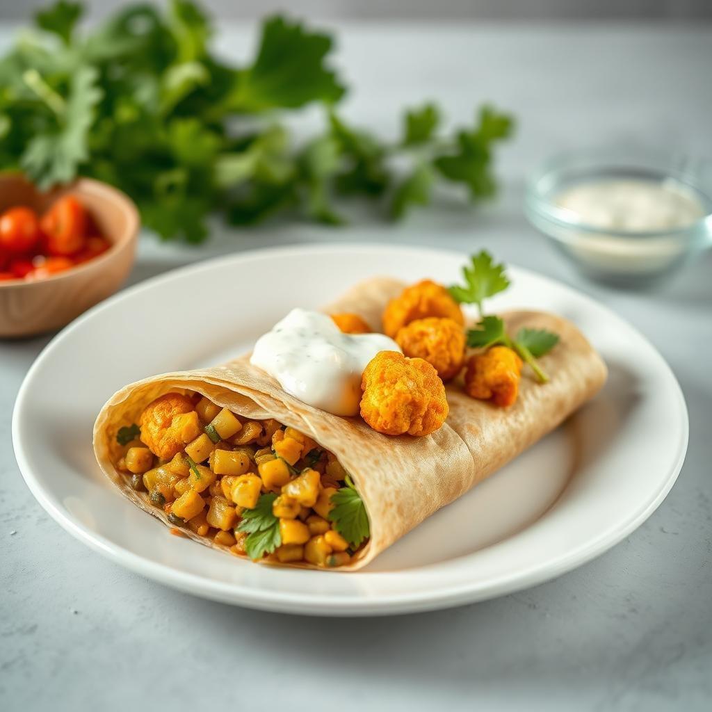 Curried Cauliflower & Lentil Wraps with Mint Yogurt Sauce Curried Cauliflower & Lentil Wraps with Mint Yogurt Sauce