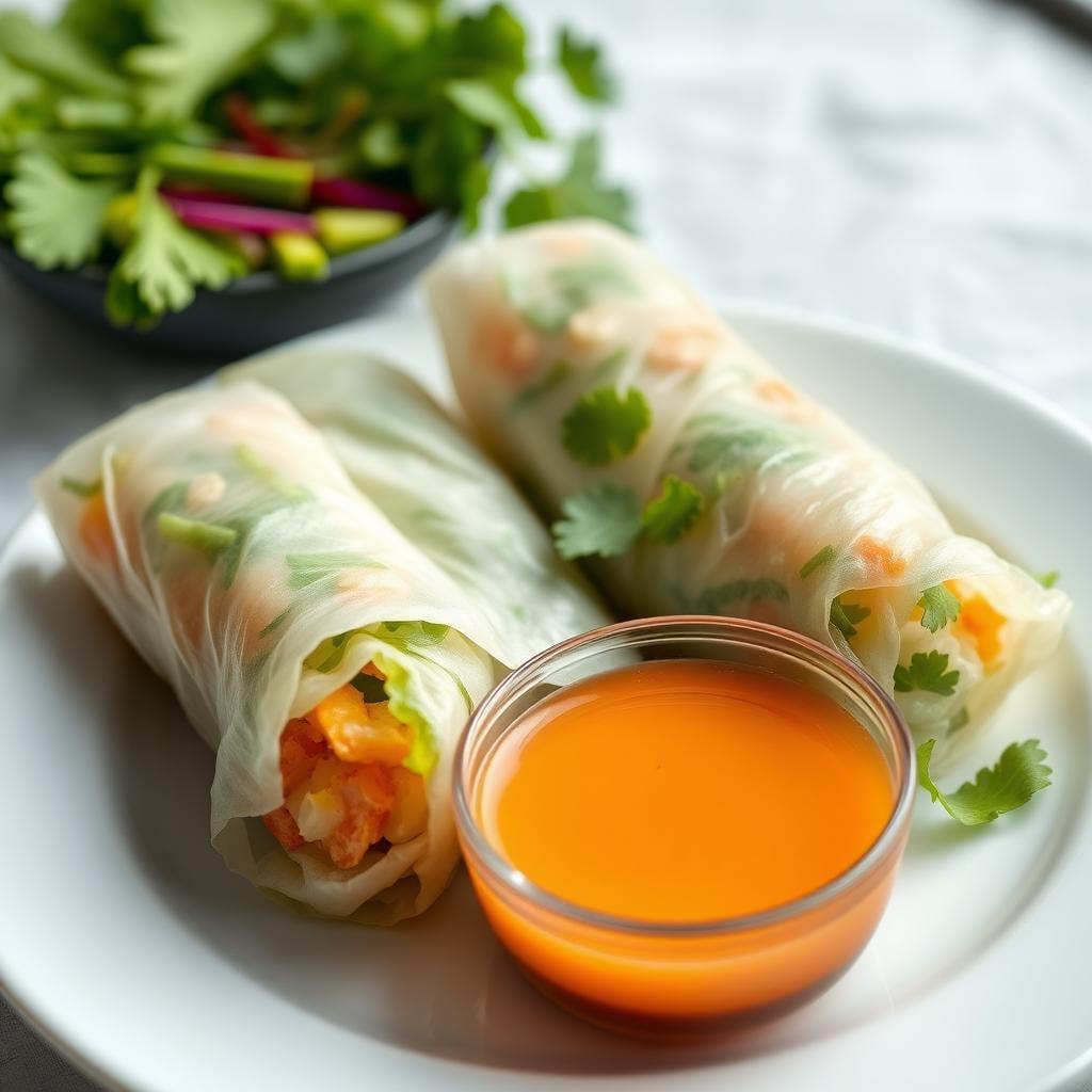 Vietnamese-Inspired Rice Paper Rolls with Ginger-Lime Dipping Sauce Vietnamese-Inspired Rice Paper Rolls with Ginger-Lime Dipping Sauce