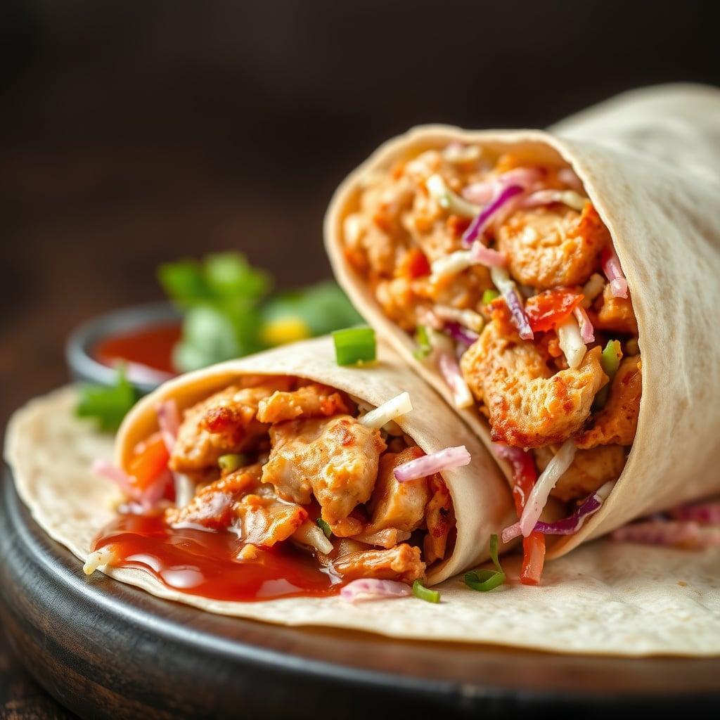 BBQ Chicken Wrap with Crunchy Slaw