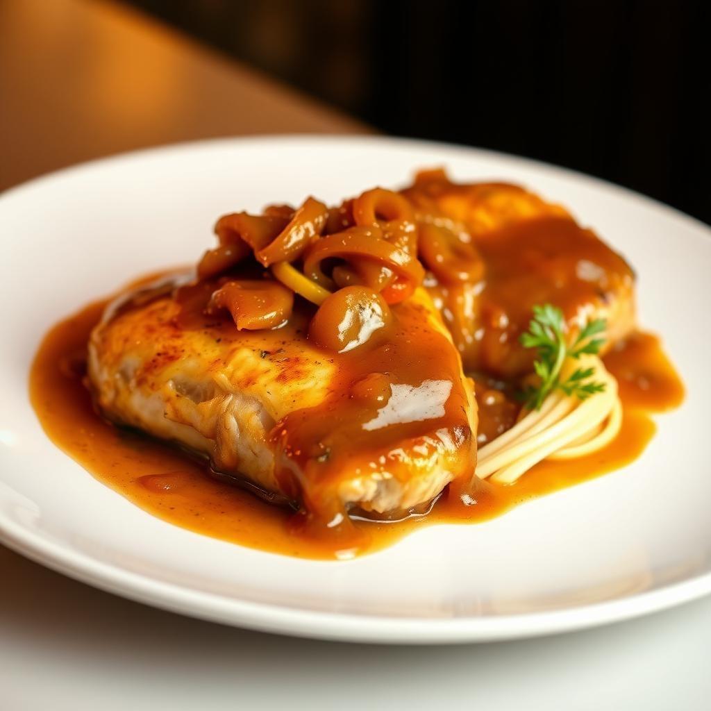 Skillet Chicken Thighs with Caramelized Onion Gravy Skillet Chicken Thighs with Caramelized Onion Gravy