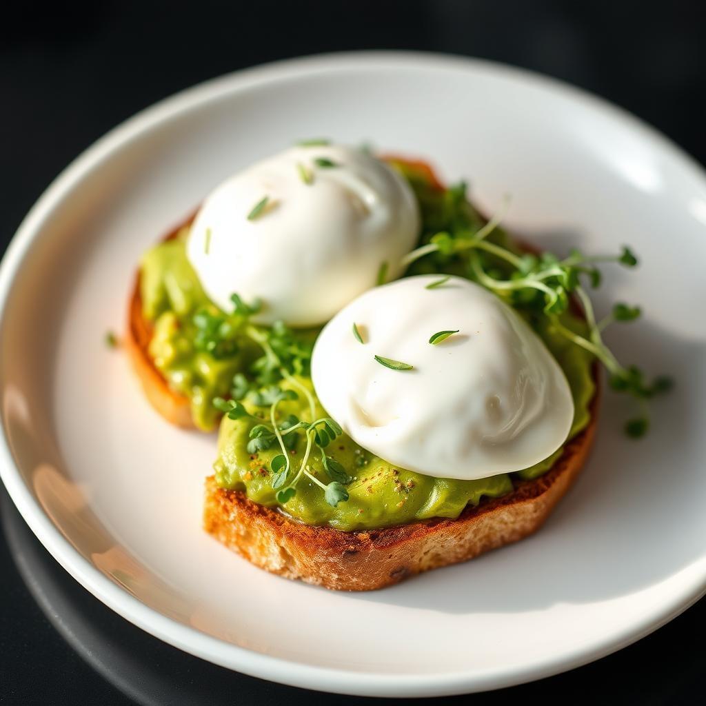 Avocado Toast with Poached Eggs and Microgreens
