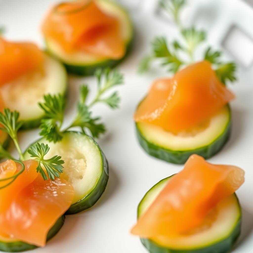 Cucumber Slices with Smoked Salmon Cucumber Slices with Smoked Salmon