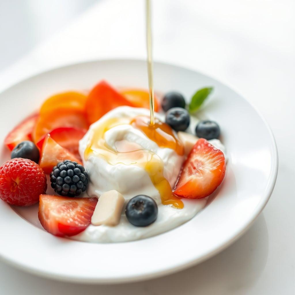 Greek Yogurt Power Bowl with Honey-Drizzled Fruit Greek Yogurt Power Bowl with Honey-Drizzled Fruit