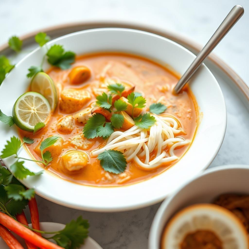 Thai-Inspired Coconut Curry Soup with Rice Noodles Thai-Inspired Coconut Curry Soup with Rice Noodles