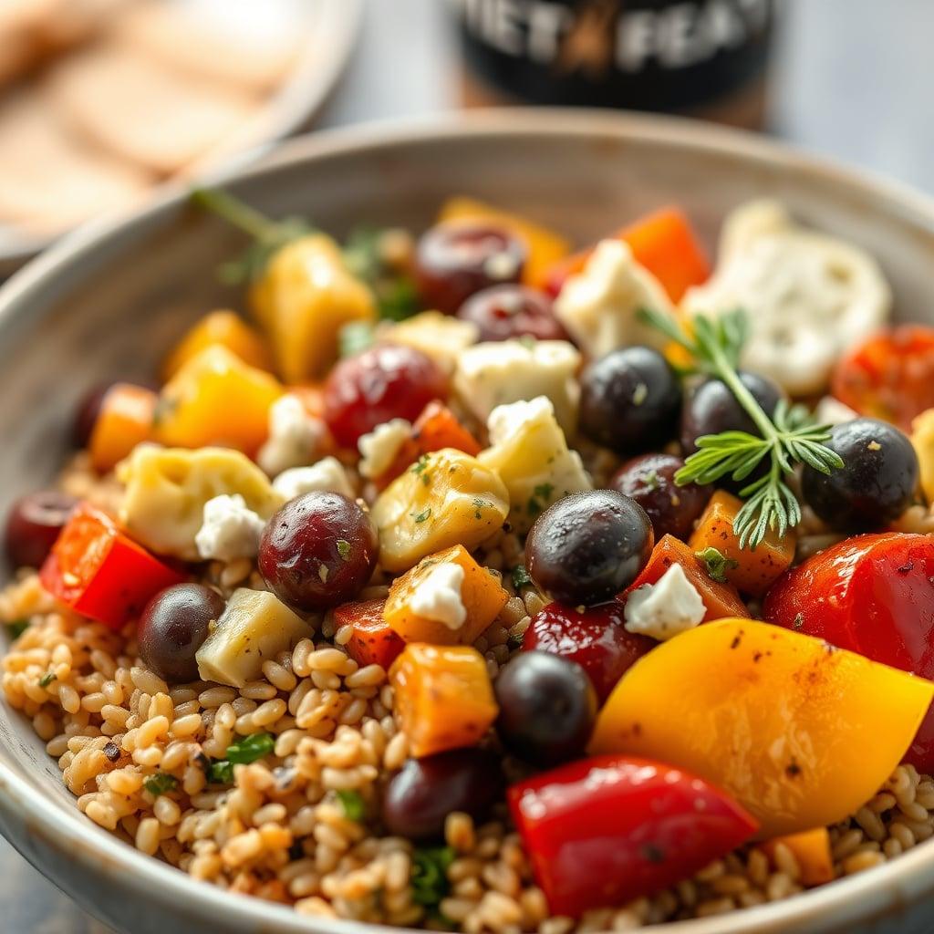 Antipasto-Inspired Grain Bowl with Farro and Roasted Vegetables