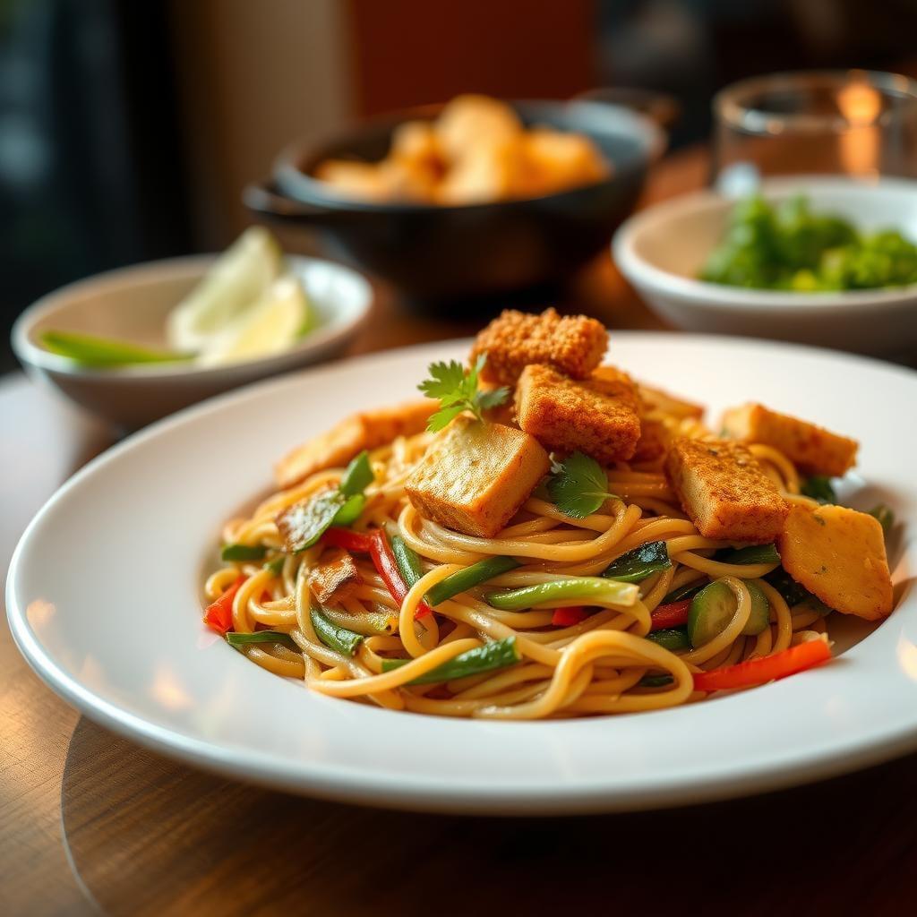 Vegetable Pad Thai with Crispy Tofu Vegetable Pad Thai with Crispy Tofu