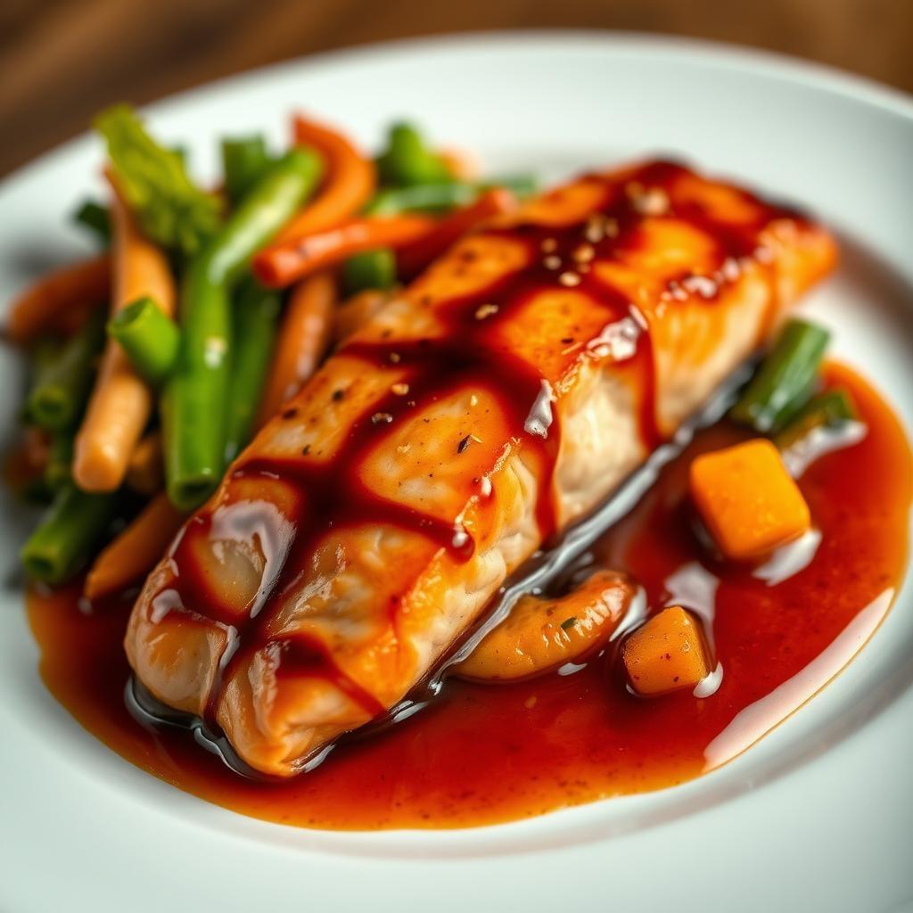 Teriyaki Glazed Salmon with Stir-Fried Vegetables Teriyaki Glazed Salmon with Stir-Fried Vegetables