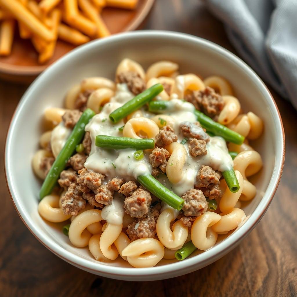 Creamy Beef & Green Bean Alfredo Creamy Beef & Green Bean Alfredo