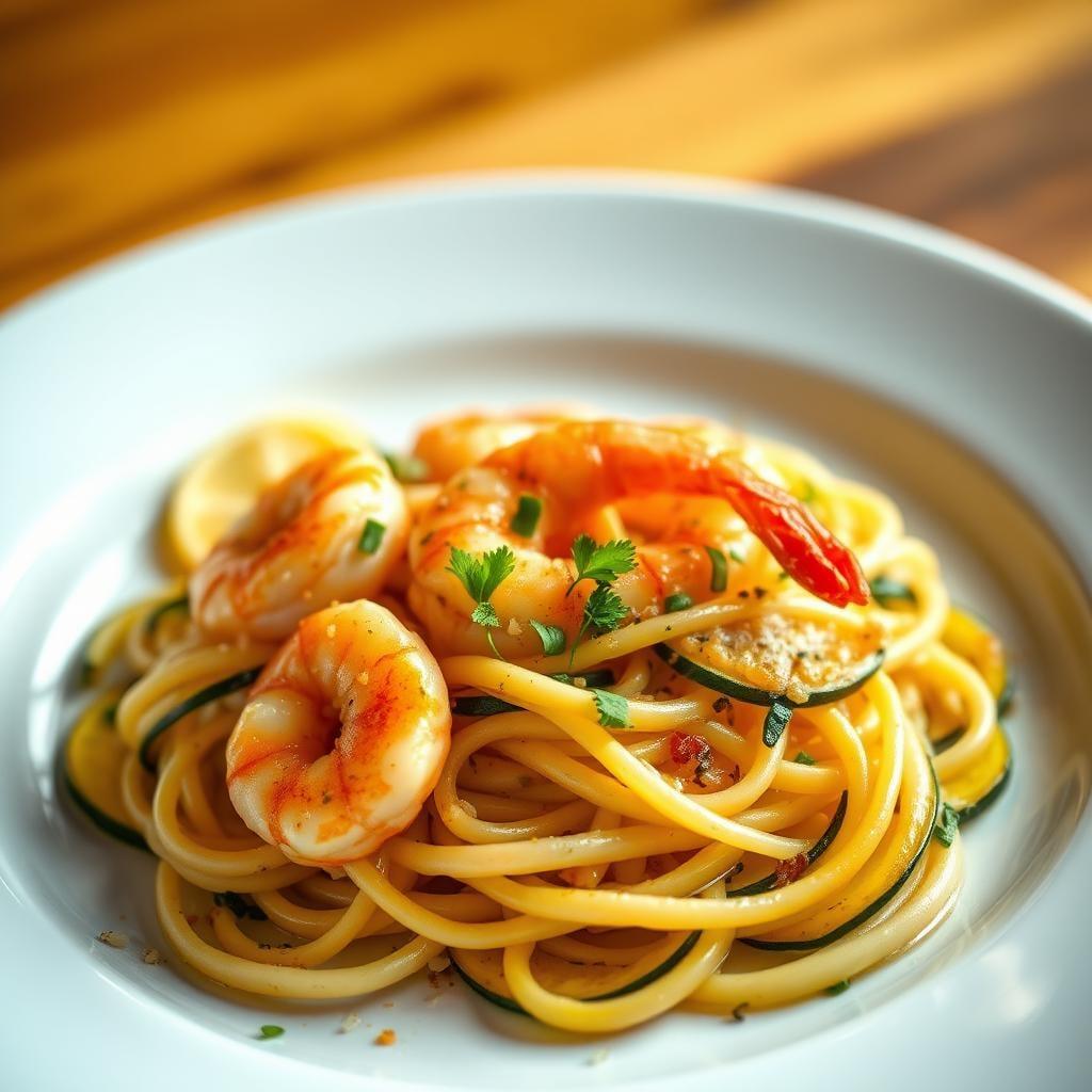 Lemon-Garlic Shrimp with Zucchini Noodles Lemon-Garlic Shrimp with Zucchini Noodles