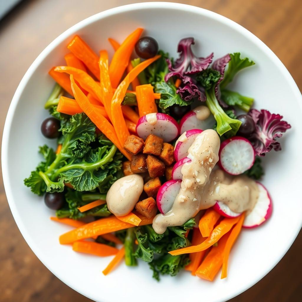 Crisp Rainbow Power Bowl with Lemon-Tahini Dressing Crisp Rainbow Power Bowl with Lemon-Tahini Dressing