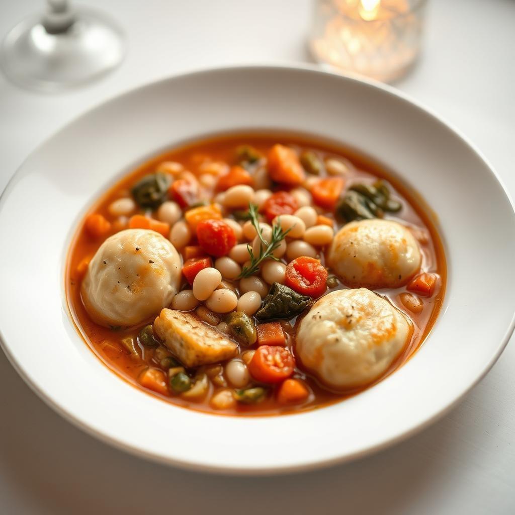 Tuscan White Bean and Vegetable Stew with Herb Dumplings