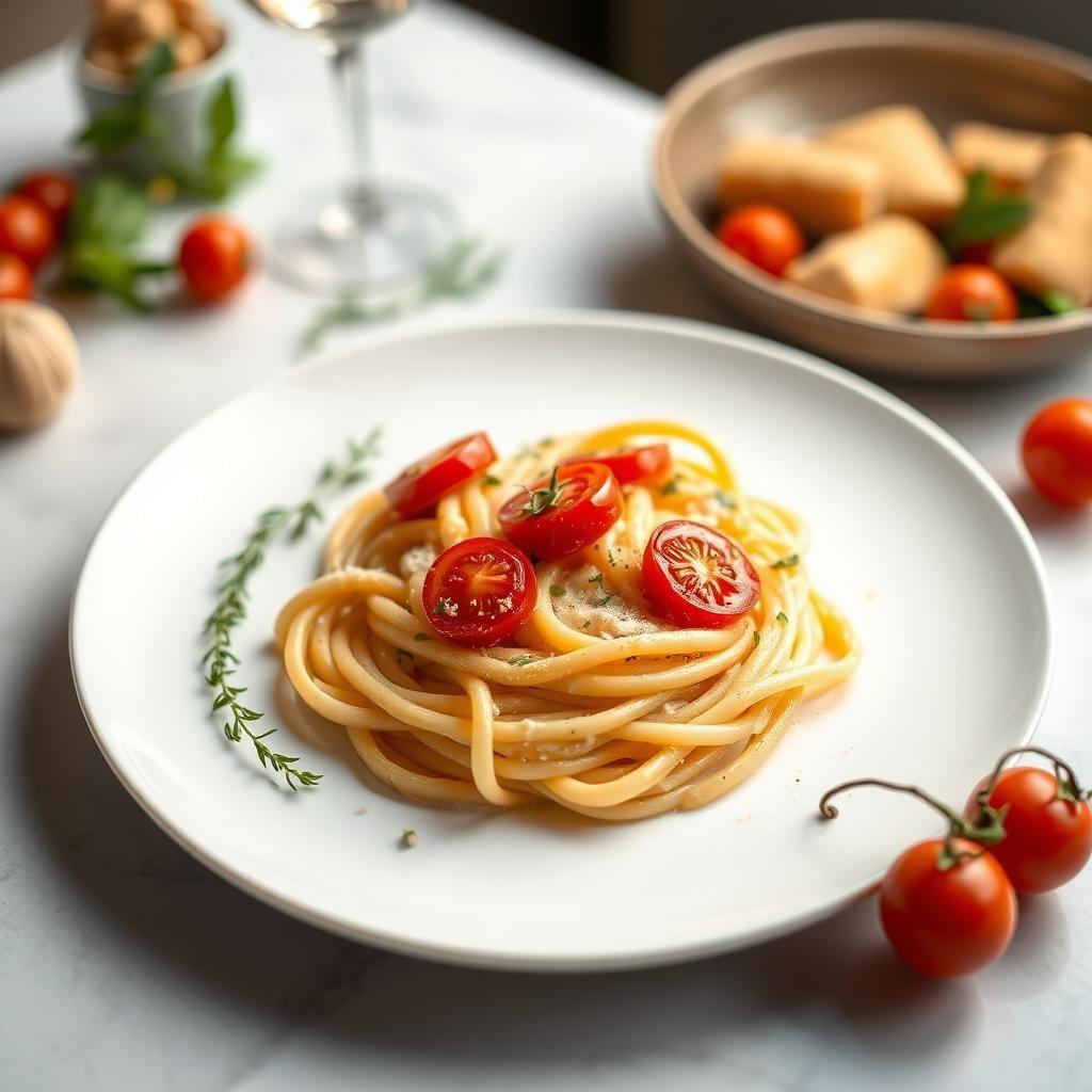 Creamy Rose Pasta with Roasted Tomatoes and Herbs