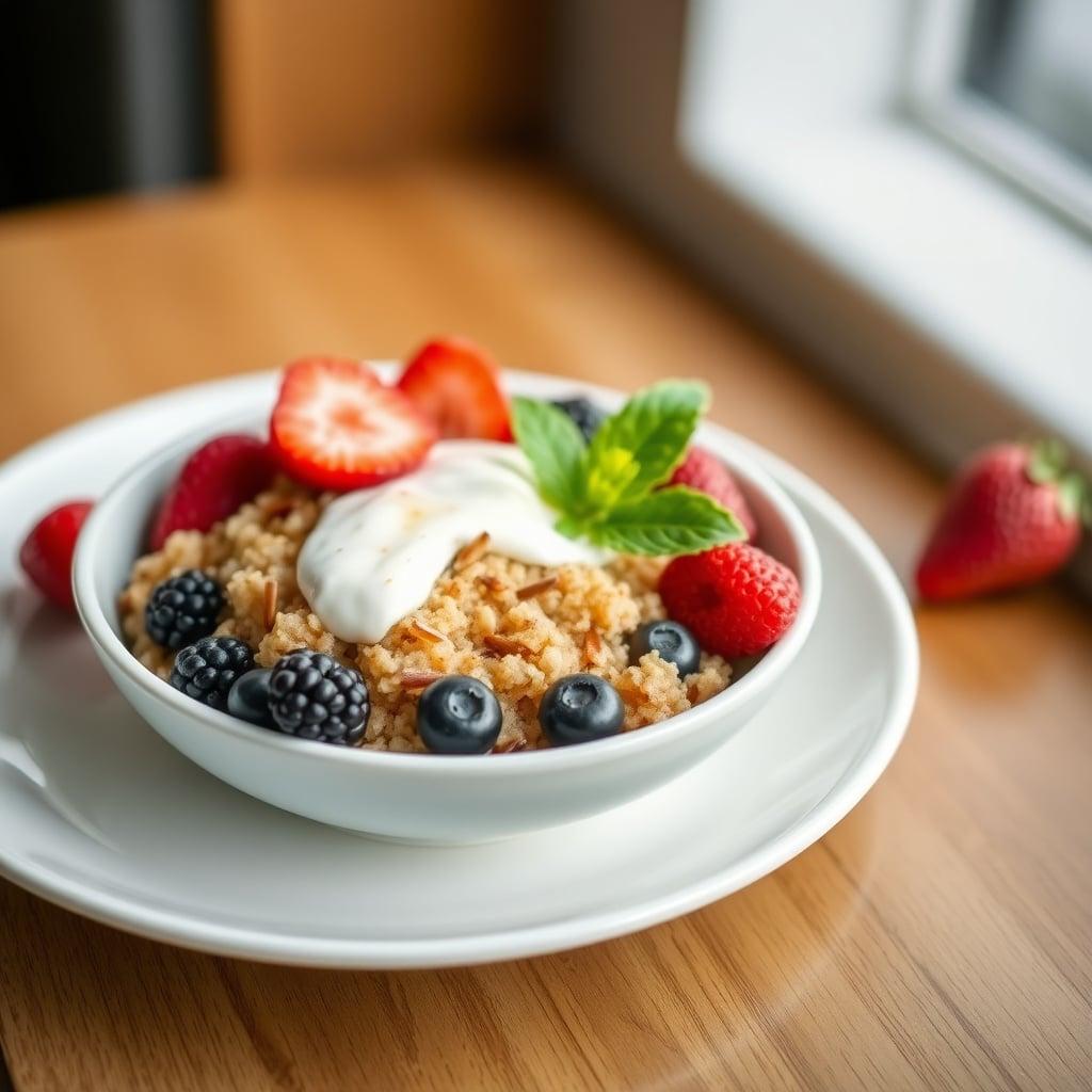 Warm Cinnamon Quinoa Breakfast Bowl with Fresh Berries Warm Cinnamon Quinoa Breakfast Bowl with Fresh Berries