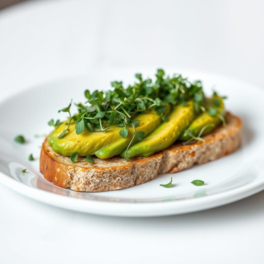 Avocado Toast with Microgreens on Whole Grain Bread