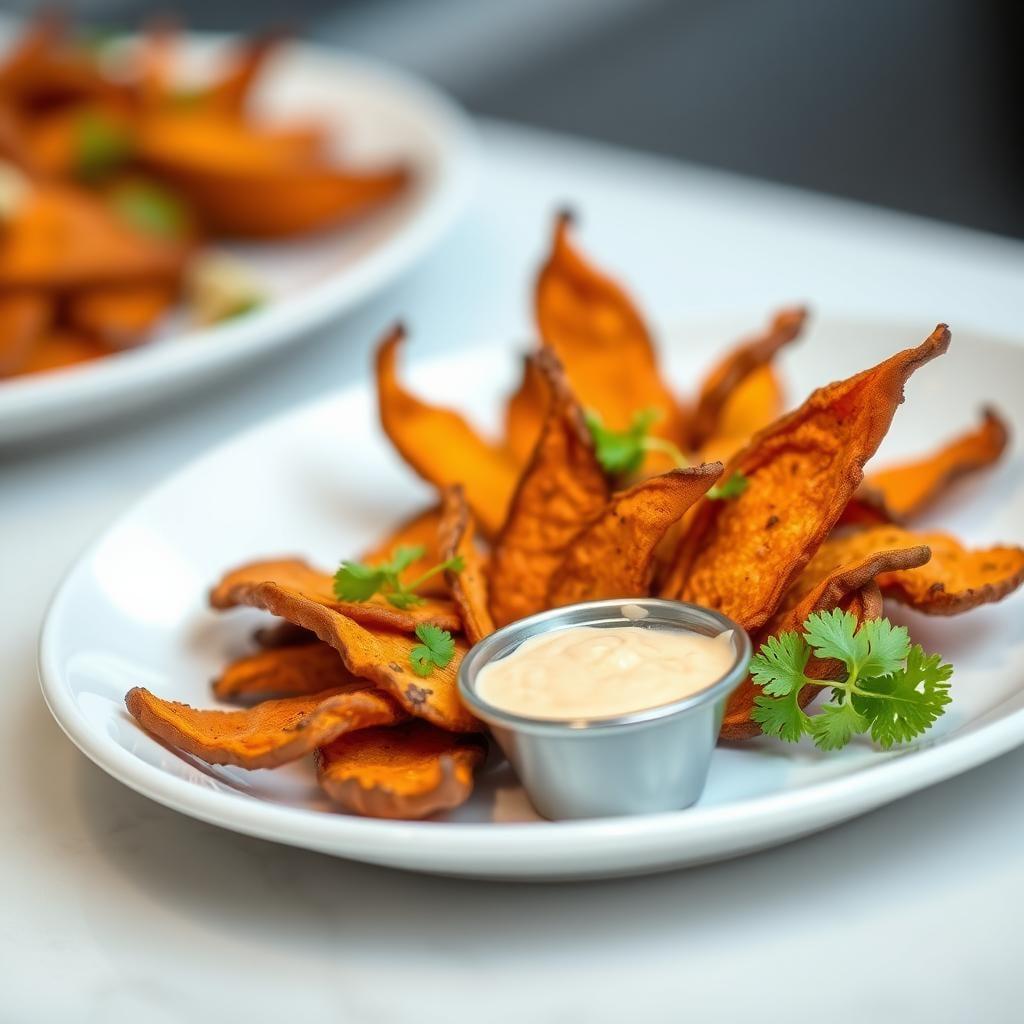 Baked Sweet Potato Chips with Chipotle Aioli