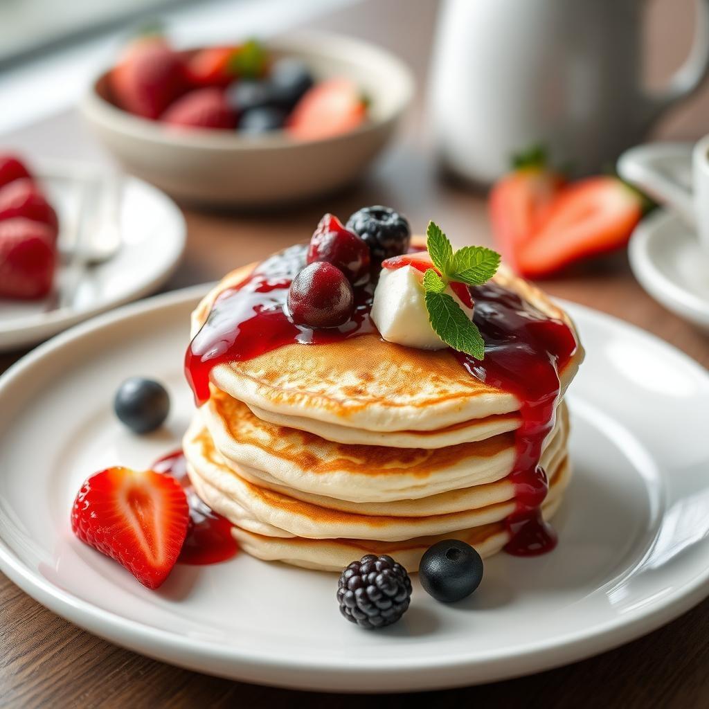 Cottage Cheese Pancakes with Berry Compote Cottage Cheese Pancakes with Berry Compote