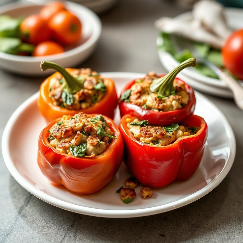 Turkey & Spinach Stuffed Bell Peppers Turkey & Spinach Stuffed Bell Peppers