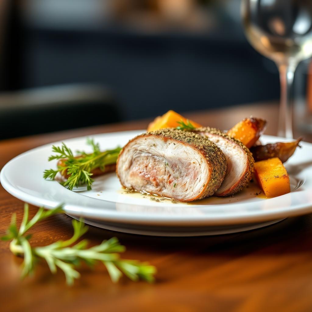 Herb-Crusted Pork Tenderloin with Roasted Root Vegetables Herb-Crusted Pork Tenderloin with Roasted Root Vegetables
