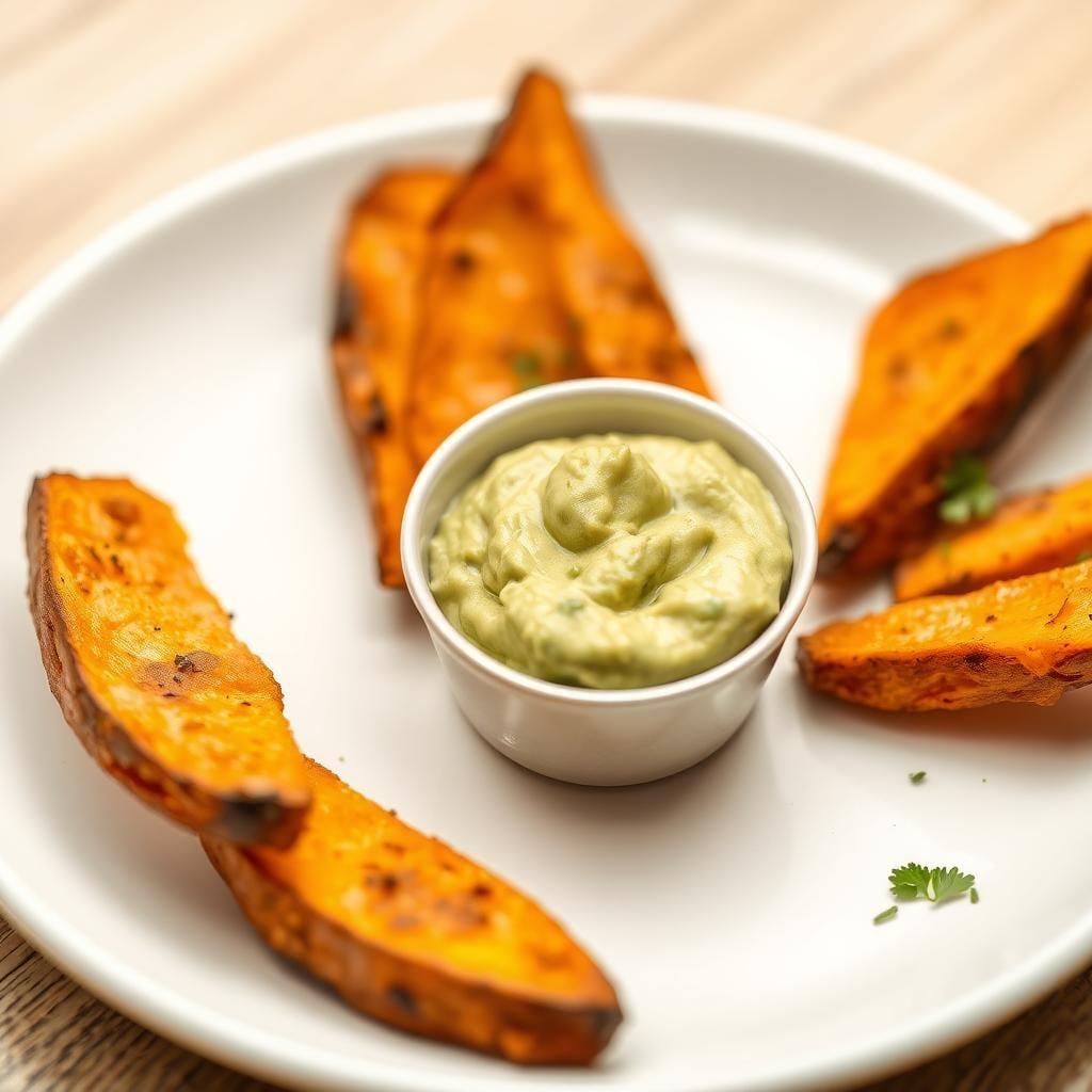 Baked Sweet Potato Wedges with Avocado Dip Baked Sweet Potato Wedges with Avocado Dip