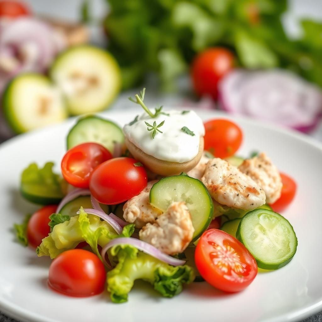 Cucumber Tomato Salad with Greek Yogurt Chicken Cucumber Tomato Salad with Greek Yogurt Chicken