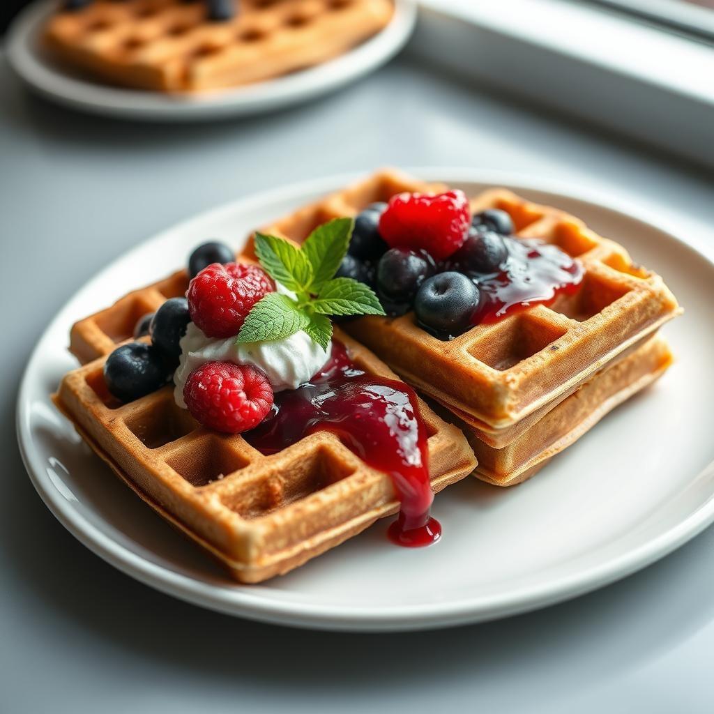 Multigrain Waffles with Berry Compote Multigrain Waffles with Berry Compote