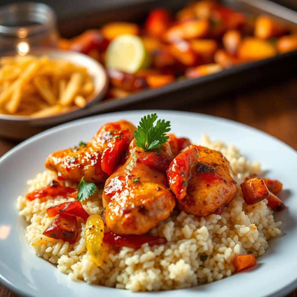 Easy Sheet Pan Chicken Fajitas with Rice Easy Sheet Pan Chicken Fajitas with Rice