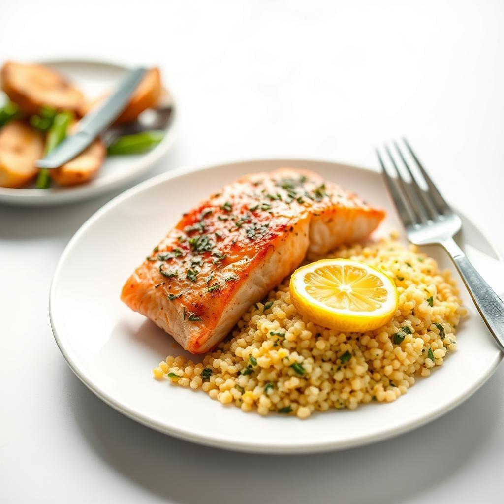 Herb-Roasted Salmon with Lemon Couscous Herb-Roasted Salmon with Lemon Couscous
