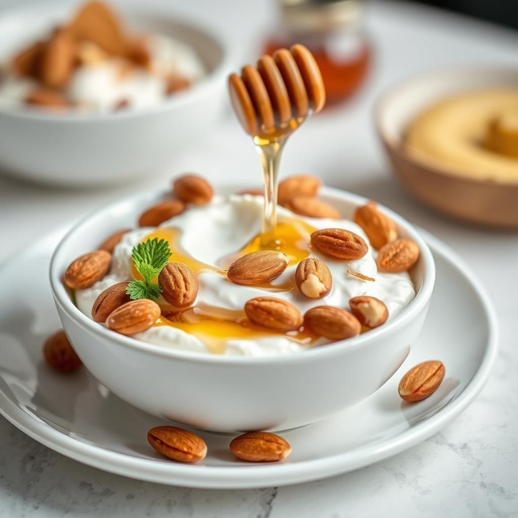 Greek Yogurt with Almonds and Honey Greek Yogurt with Almonds and Honey