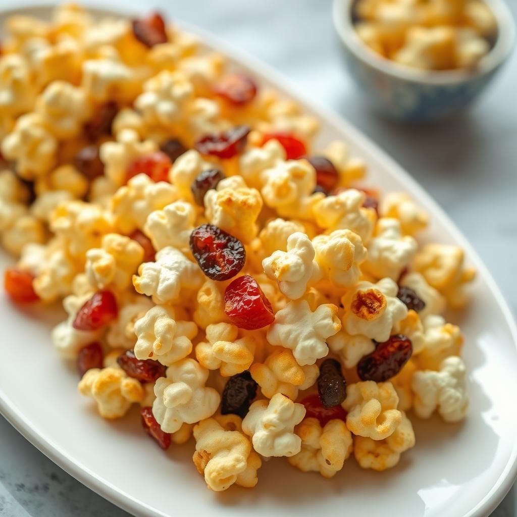 Cheesy Popcorn Mix with Dried Fruit