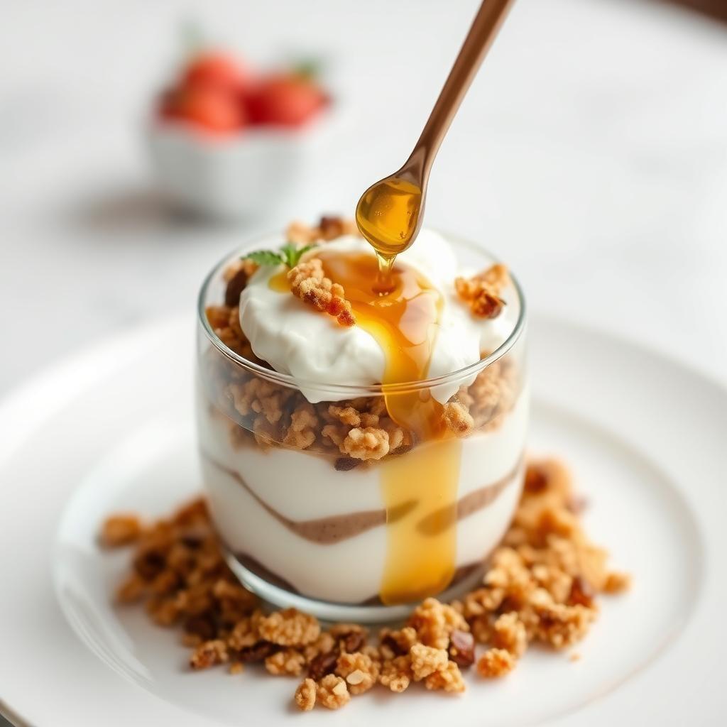 Greek Yogurt Parfait with Honey and Homemade Granola Greek Yogurt Parfait with Honey and Homemade Granola