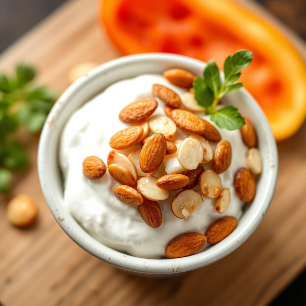 Greek Yogurt with Sliced Almonds Greek Yogurt with Sliced Almonds