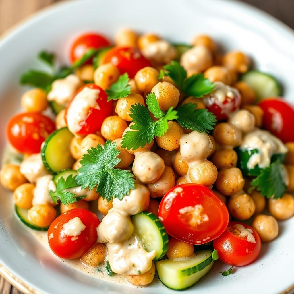 Levantine Spiced Chickpea & Cucumber Salad with Tahini-Lemon Dressing Levantine Spiced Chickpea & Cucumber Salad with Tahini-Lemon Dressing