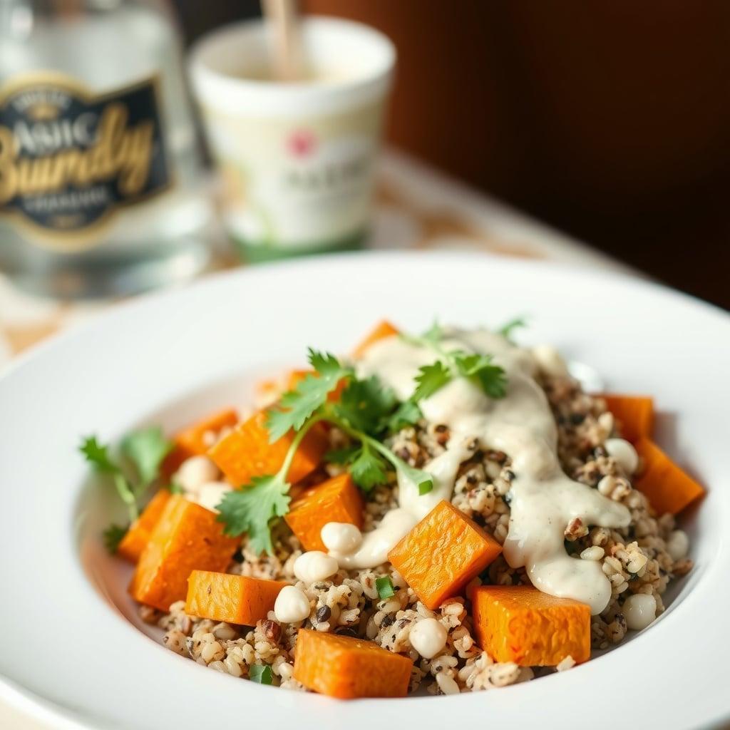 Mediterranean Fiber-Rich Grain Bowl with Lemon-Tahini Dressing Mediterranean Fiber-Rich Grain Bowl with Lemon-Tahini Dressing