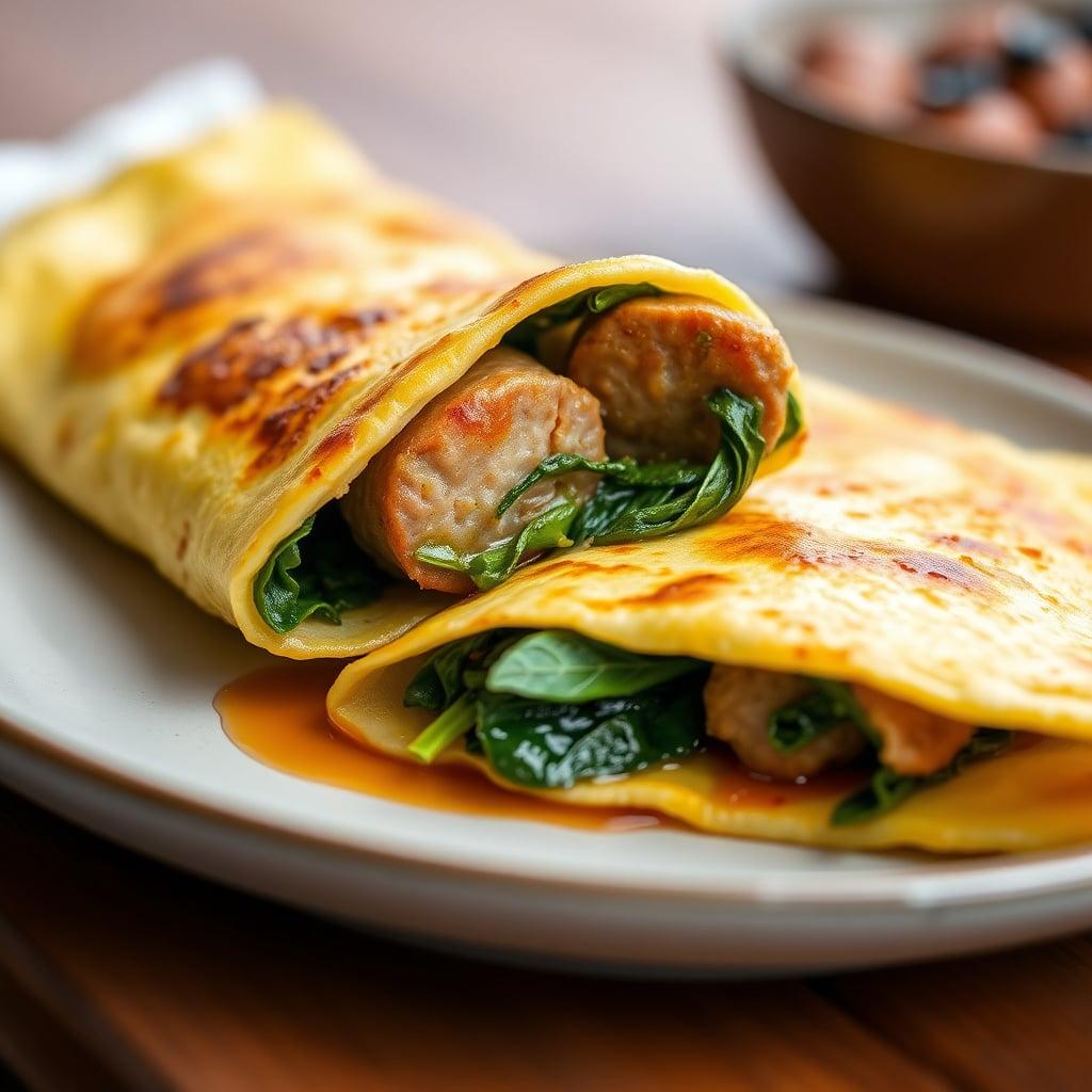 Breakfast Sausage and Spinach Omelet