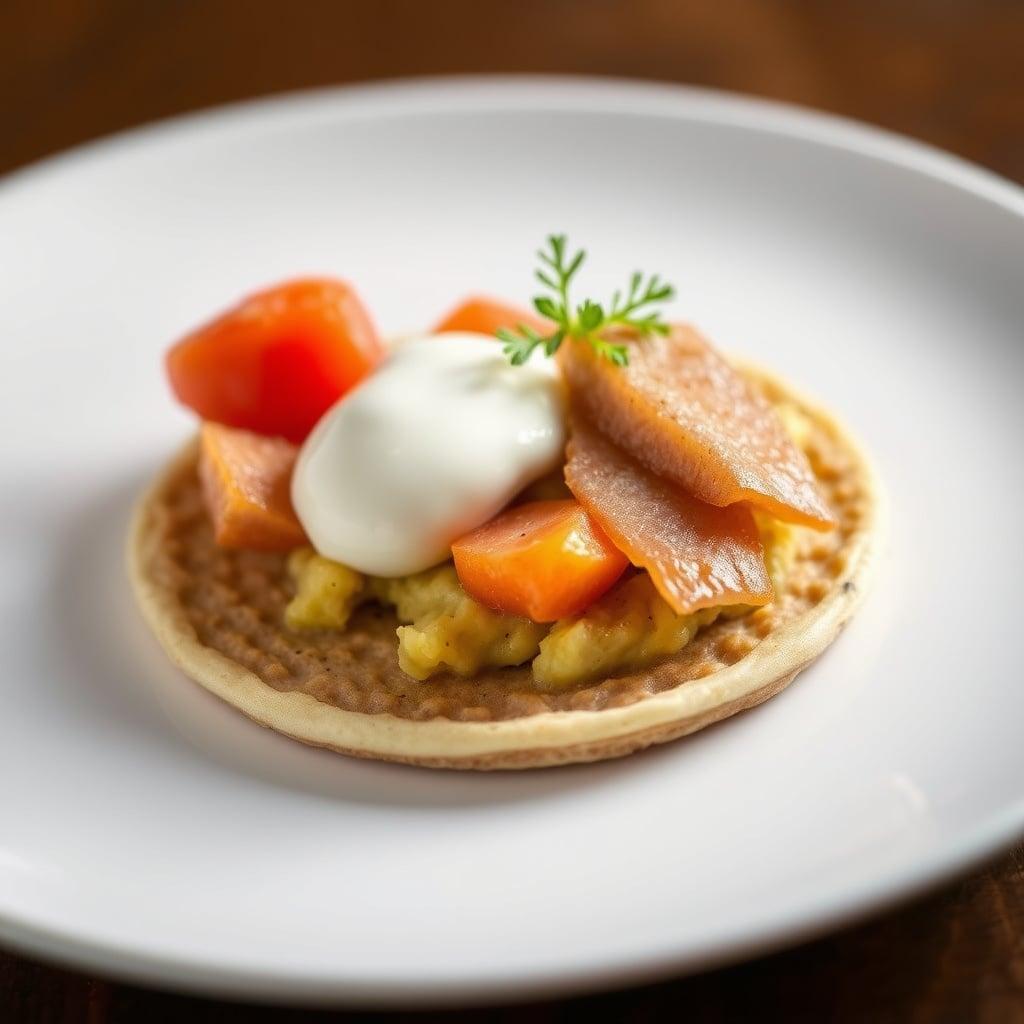 Buckwheat Blini with Crème Fraîche and Smoked Mackerel