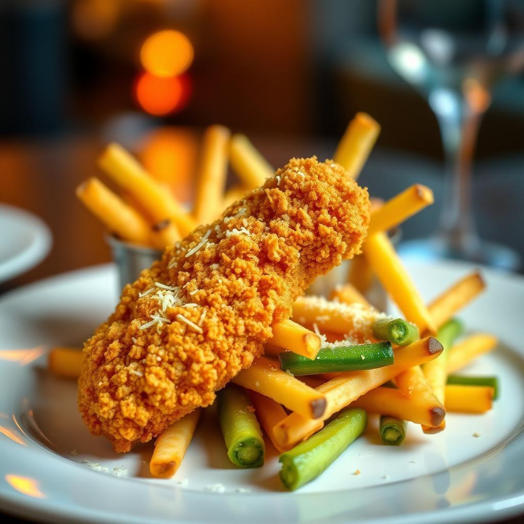 Baked Crispy Chicken Tenders with Veggie Fries