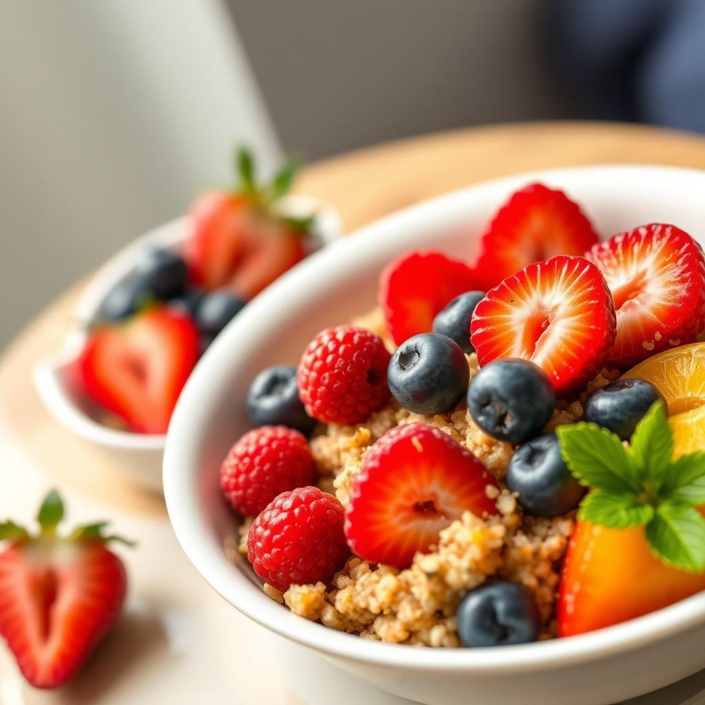 Berry-Infused Quinoa Breakfast Bowl with Fresh Fruits Berry-Infused Quinoa Breakfast Bowl with Fresh Fruits