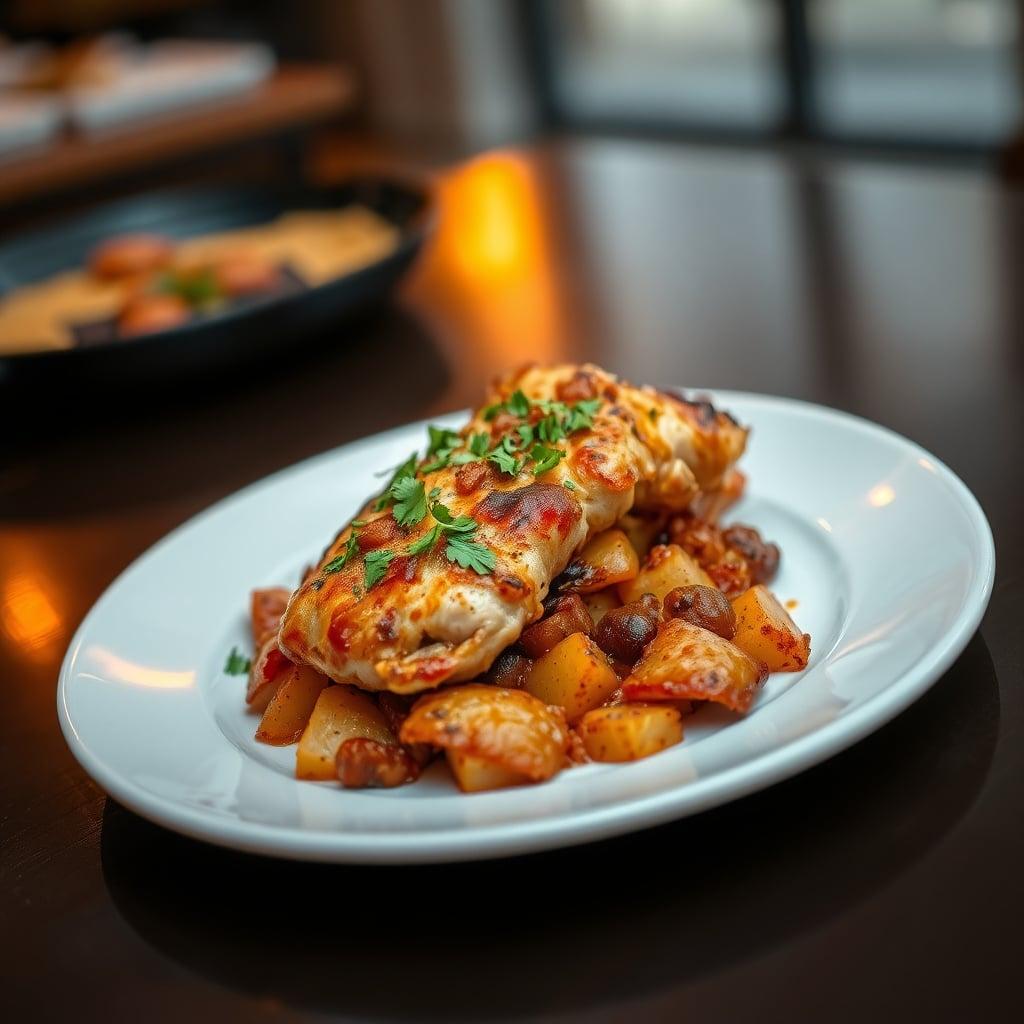 Southwest Rotisserie Chicken Enchilada Skillet with Roasted Yam and Potato Hash Southwest Rotisserie Chicken Enchilada Skillet with Roasted Yam and Potato Hash