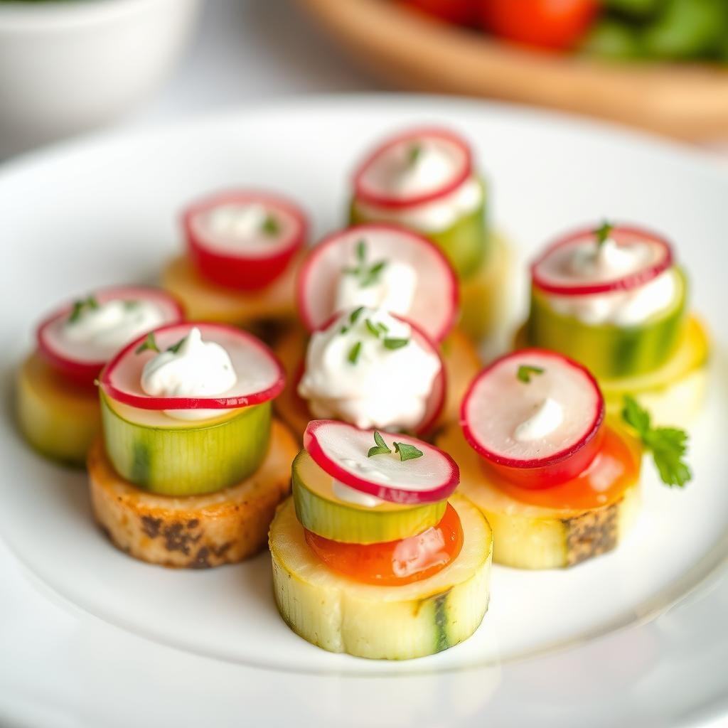 Cucumber and Radish Bites with Herb Cream Cheese Cucumber and Radish Bites with Herb Cream Cheese